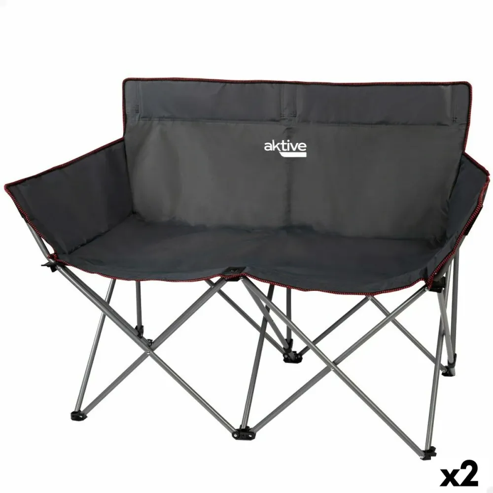 Divano 2 Piazze Aktive Nero Pieghevole 107 x 88 x 63 cm (2 Unità)