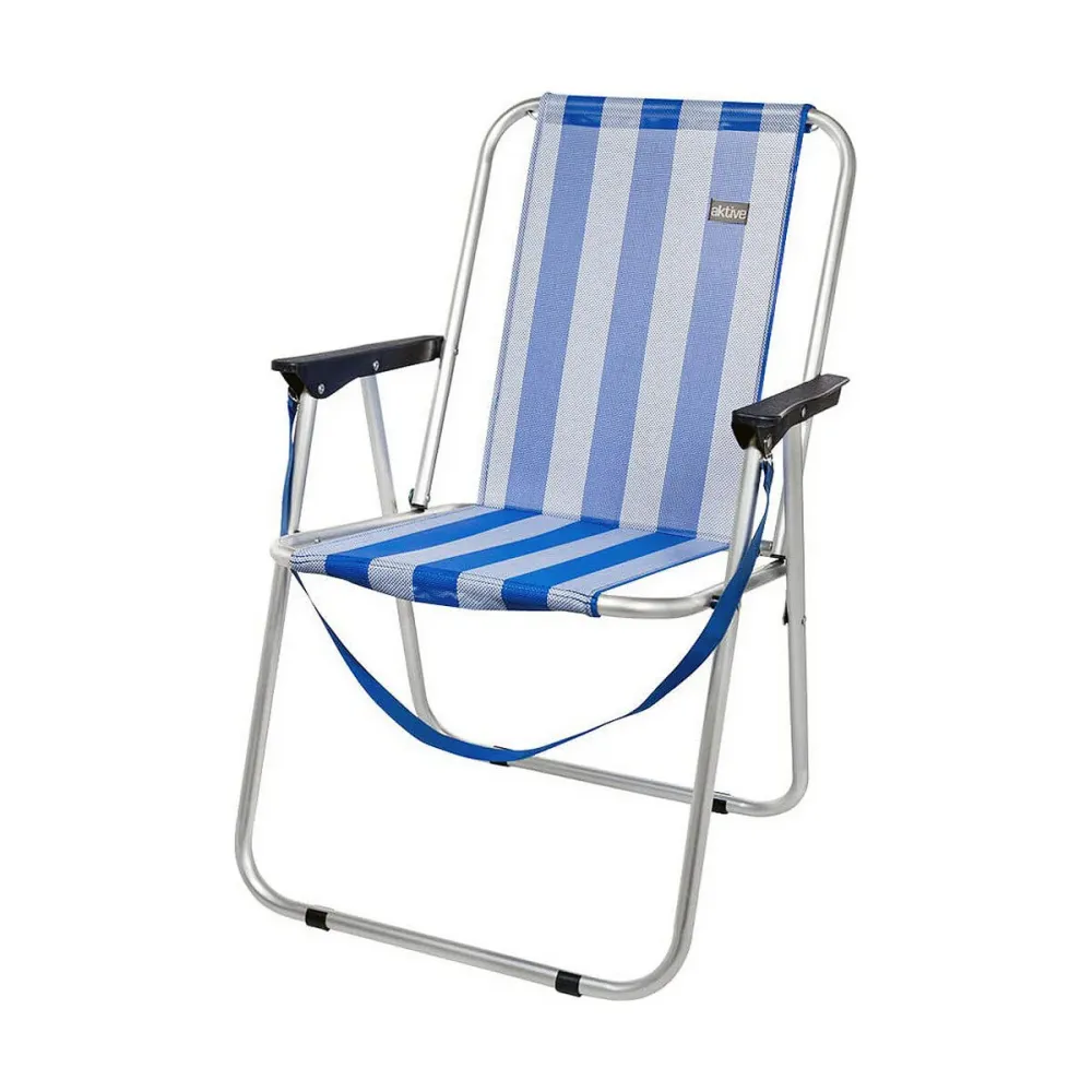 Sedia da Spiaggia Aktive Bianco Blu Marino 44 x 45 x 76 cm Marinaio
