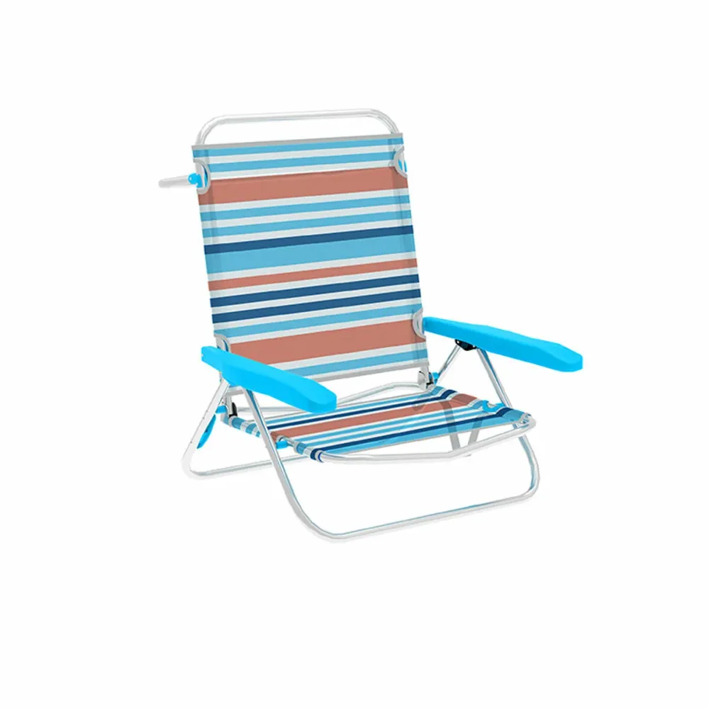 Marbueno Sedia Pieghevole 5 Posizioni Alluminio Strisce Arancioni e Blu 63X76X78 cm