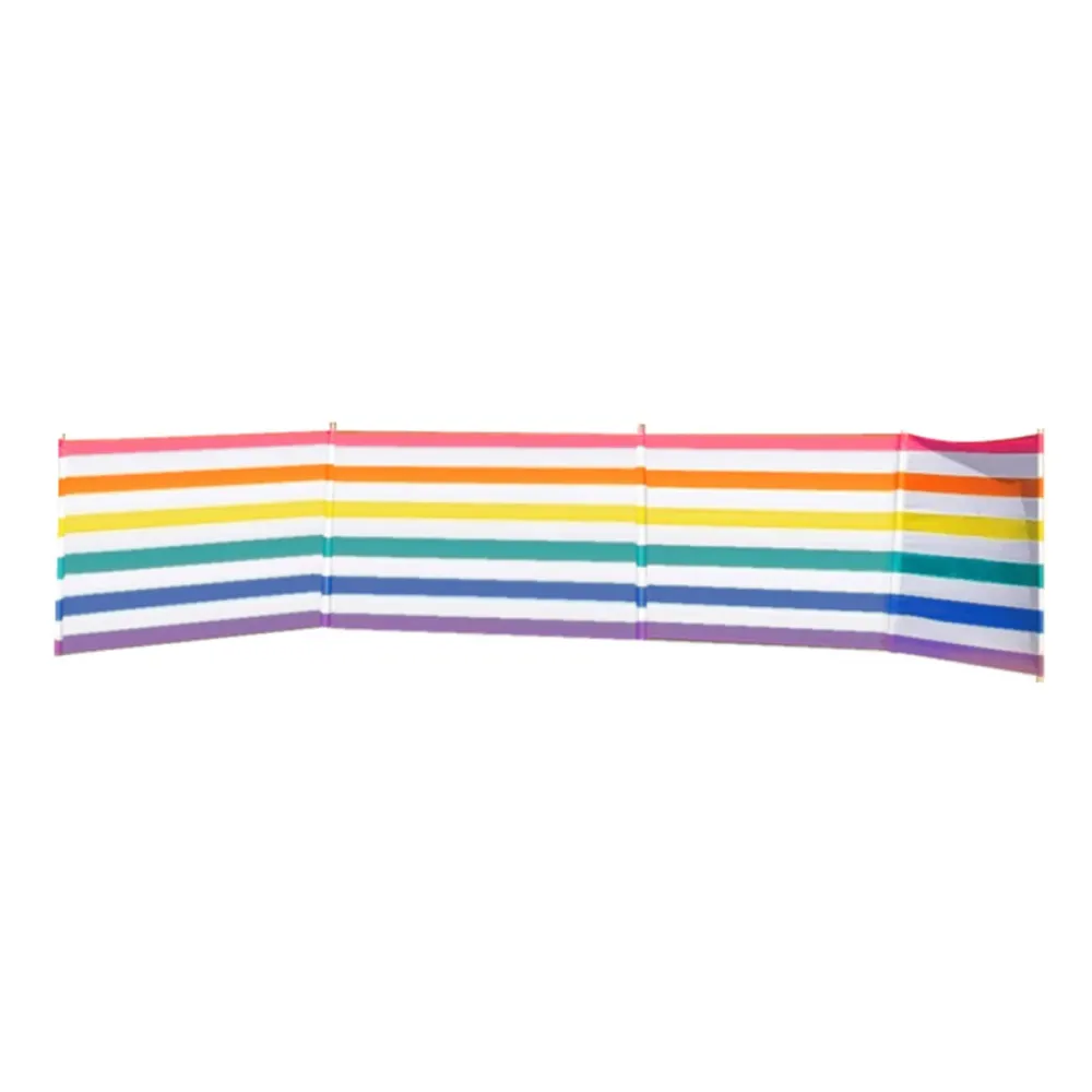 Paravento 5 Palos Acciaio Poliestere Strisce Colorate 480X80 cm Spiaggia, Piscina, Giardino Marbueno
