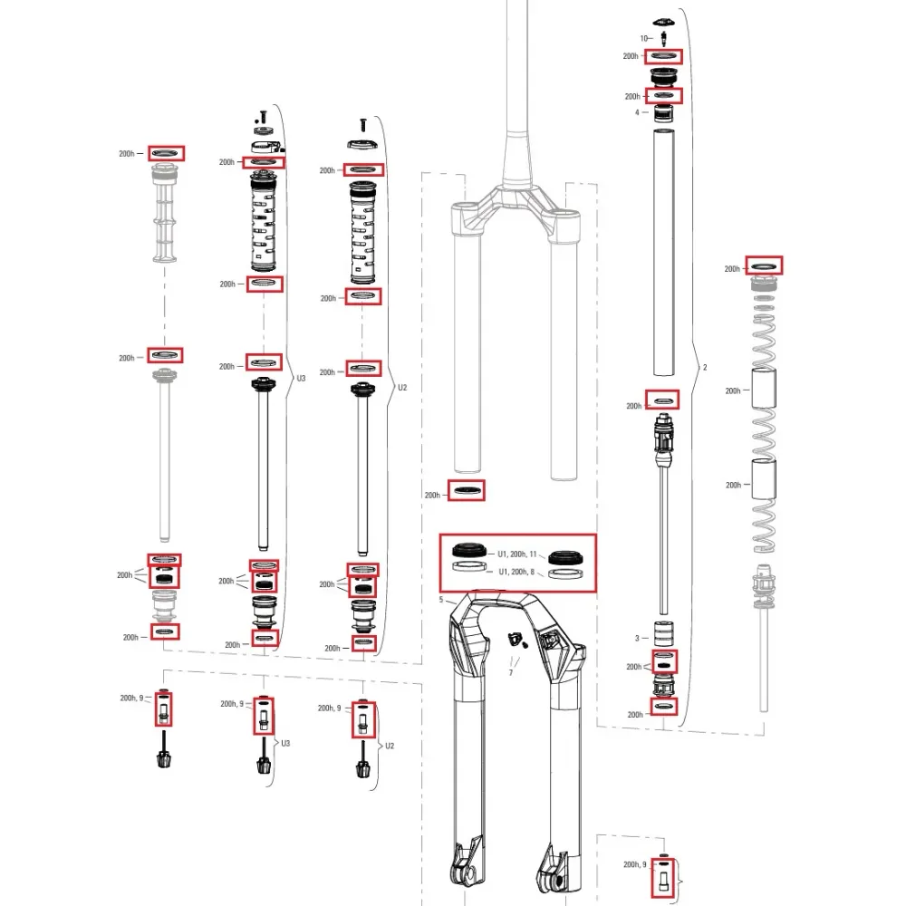 200 ore/anno kit di manutenzione ROCKSHOX PSYLO Silver (2025+) Generazione
