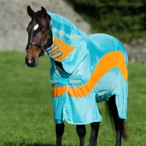 Amigo Evolution Fly Rug Fixed Neck Aqua Blue/Orange 100