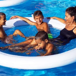 Beach Art- Amaca Galleggiante Gonfiabile Acqua Spa con Rete 190cm, Colore Bianca e Blu, 190 cm, M190