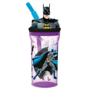 Bicchiere Con Cannuccia Integrata Batman 3d Capienza 360 Ml Per Bambini