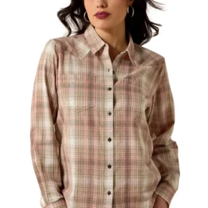 Billie Jean camicia maniche lunghe da donna White Pepper Coral Plaid S