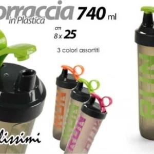 Borraccia Bottiglia Run Plastica 740ml 740cc 8x25cm 3 Colori Assortiti 844096