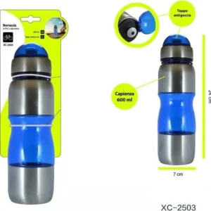 Borraccia Pvc Alluminio Con Tappo Antigoccia Capienza 600ml Per Bici Xc-2503