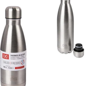 Borraccia Termica Acciaio Satinato Bottiglia Termos 350ml Casa 21.5cm 0217459