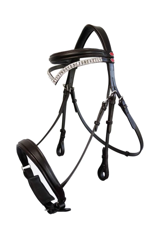 Briglia Snaffle Lynton con fascia di riserva Dark Brown C