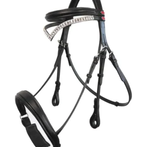 Briglia Snaffle Lynton con fascia di riserva Black P