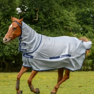 Buzz-off Coperta antimosche collo alto inamovibile per pony Silver/Blue 95