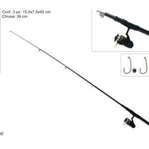 Canna da pesca telescopica con accessori