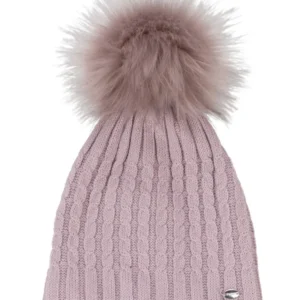 Cappello con motivo treccia e pompon Vintage violet 53-55