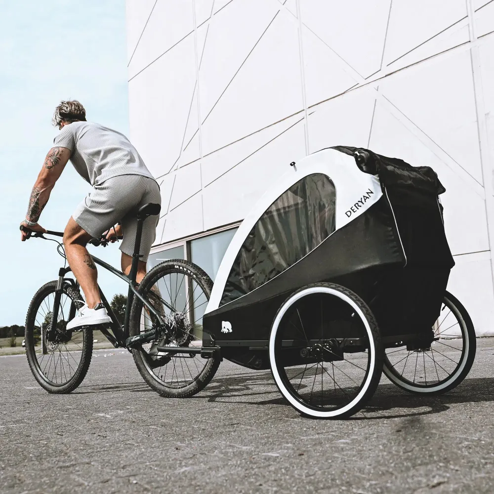 Carrello per bicicletta di lusso - carrello per bicicletta, passeggino e carrozzina da corsa - Nero/Crema