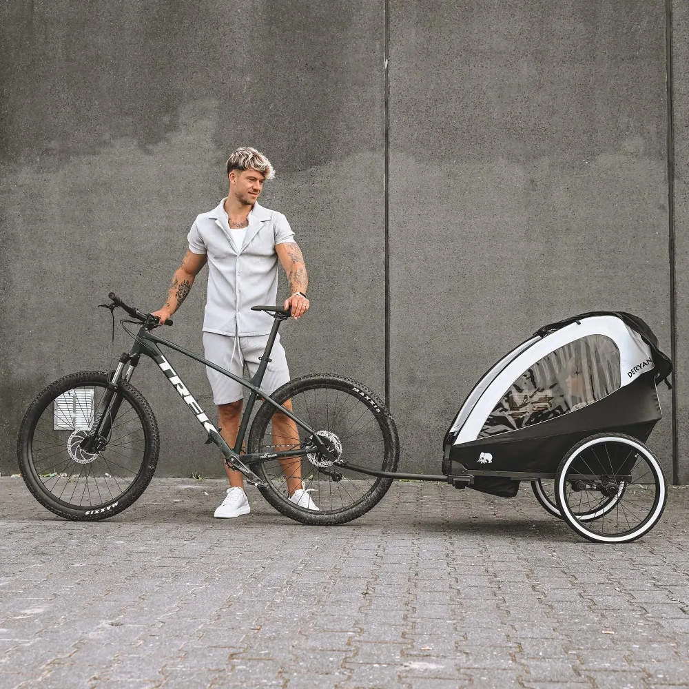 Carrello per bicicletta di lusso - carrello per bicicletta, passeggino e carrozzina da corsa - Nero/Crema