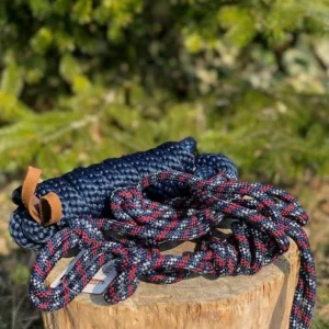 Cavezza corda con longhina blu/rosso/bianco