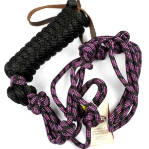 Cavezza corda con longhina viola/nero