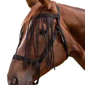 cavezza da pascolo con frange antimosche Black F