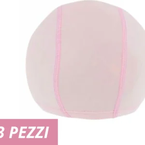 3 Pz Cuffia Piscina Mare Nuoto Pressata Monocolore Rosa Con Fascia Elastica 2 Cm