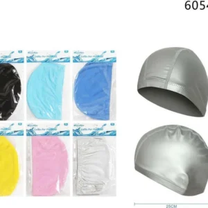 Cuffia Piscina Mare Nuoto Tessuto Rivestito Silicone Tinta Unita 25x17cm 605436