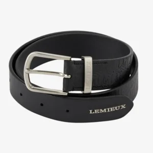 Debossed Leather Belt BLACK XS