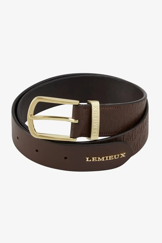 Debossed Leather Belt BROWN XS