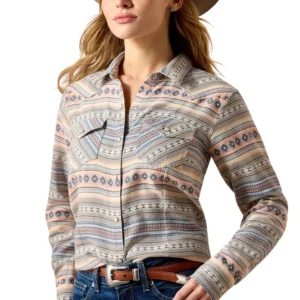 Donna Arizona camicia western con bottoni pressione Ombre Blue Southwest XL