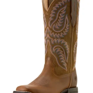 Donna Cattle Caite stivali western con punta quadrata larga Distressed Brown 38