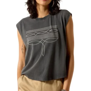 Donna Dallas t-shirt corta Charcoal Mineral Wash XS