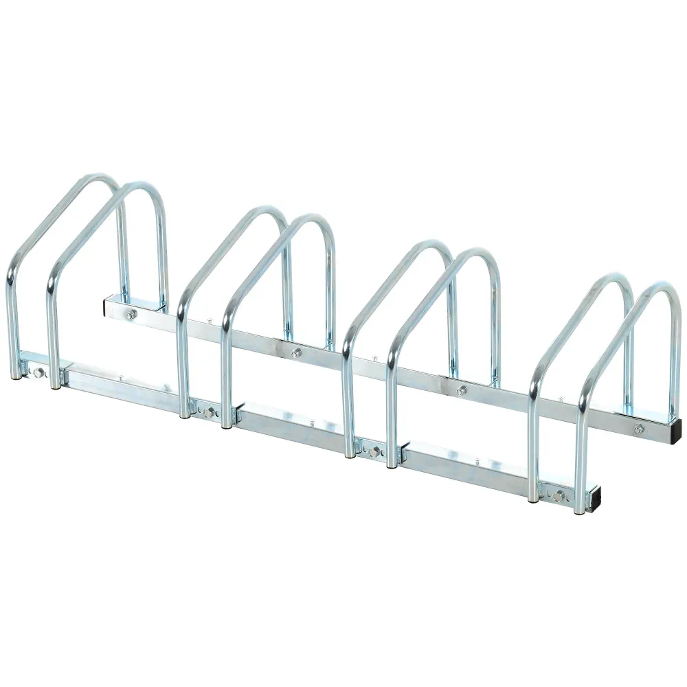 Easycomfort Rastrelliera Portabiciclette Parcheggio per 4 Biciclette Acciaio, 110x33x27 cm, Argento