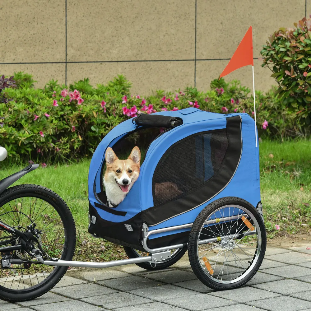Easycomfort Rimorchio Bici per Cani Taglia Media con Punto di Attacco, Finestre Laterali e Bandierina, Rimorchio per Bici...