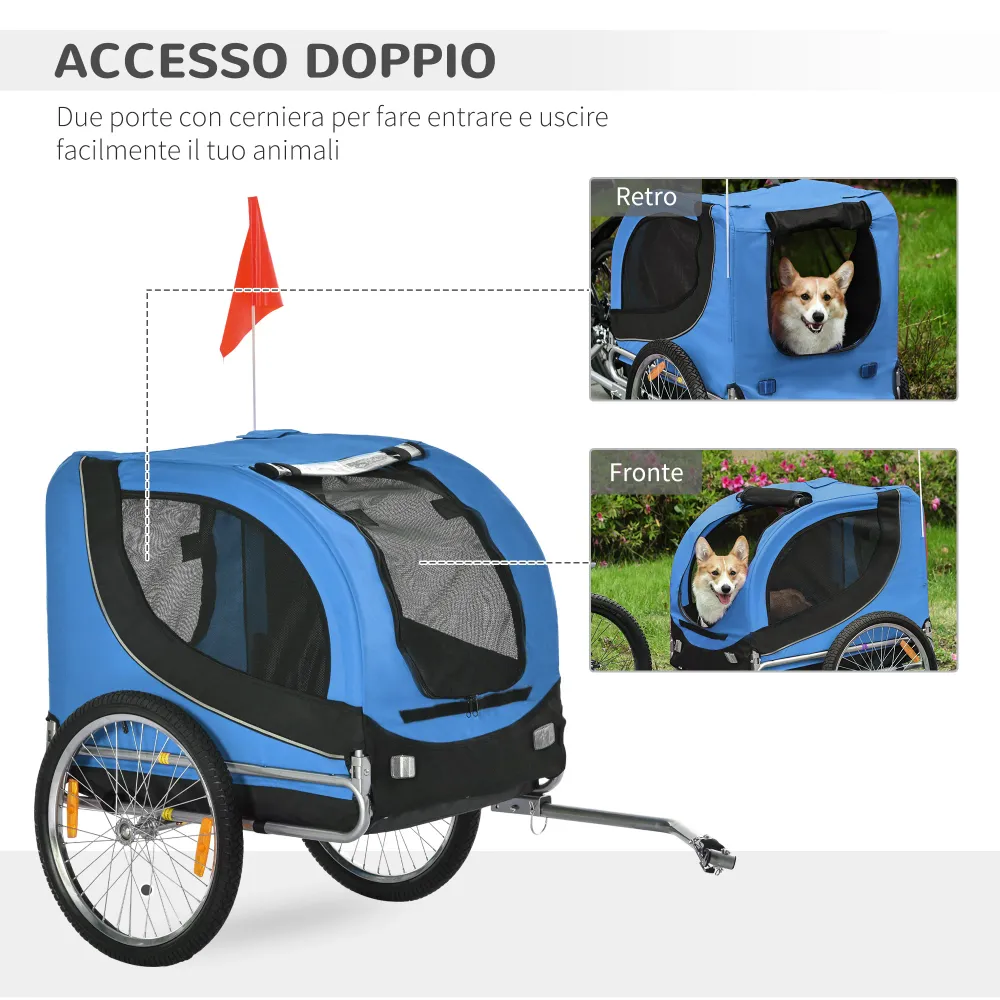 Easycomfort Rimorchio Bici per Cani Taglia Media con Punto di Attacco, Finestre Laterali e Bandierina, Rimorchio per Bici...