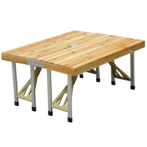 EASYCOMFORT Tavolo da Campeggio Pieghevole Valigetta con Sedie Legno, Tavolo da Picnic Telaio Alluminio per Esterno