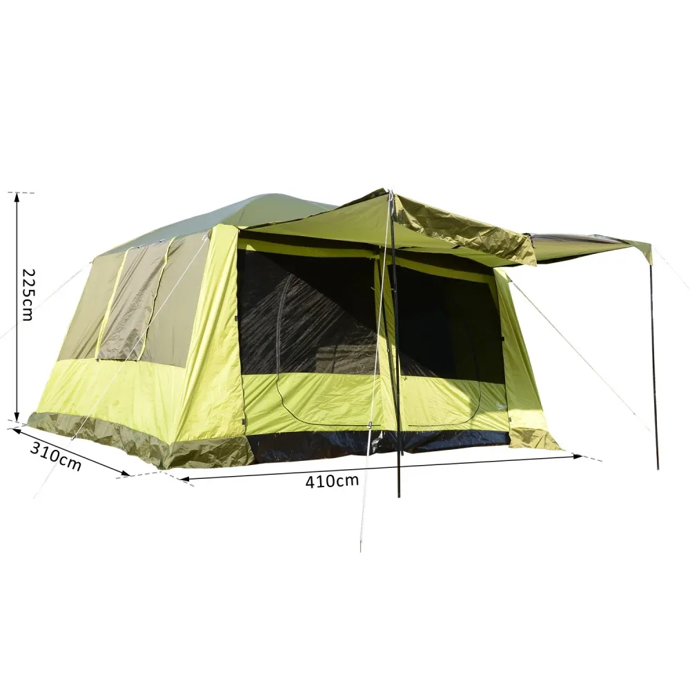 Easycomfort Tenda da Campeggio con Veranda, Tenda Famigliare per 8 Persone, Poliestere, 405x305x225cm