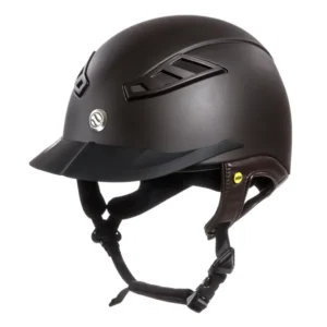 EQ3 MIPS Casco da equitazione con superficie superiore liscia Brown M