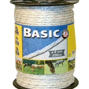 Fencing rope Basic 200 m, Ø 6 mm, white, 2x0,50 iron 200