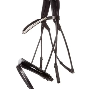 Florina briglia vernice con capezzina combinata svedese cucitura tonda Black-Patent/Black PII