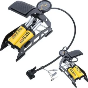Gonfiatore Pompa Pedale Manometro 2 Cilindri Bici Auto Moto 10 Bar 160 Psi