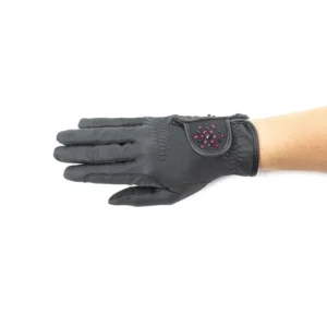 Guanti da equitazione Ascona con pietre glitterate Black 6,5
