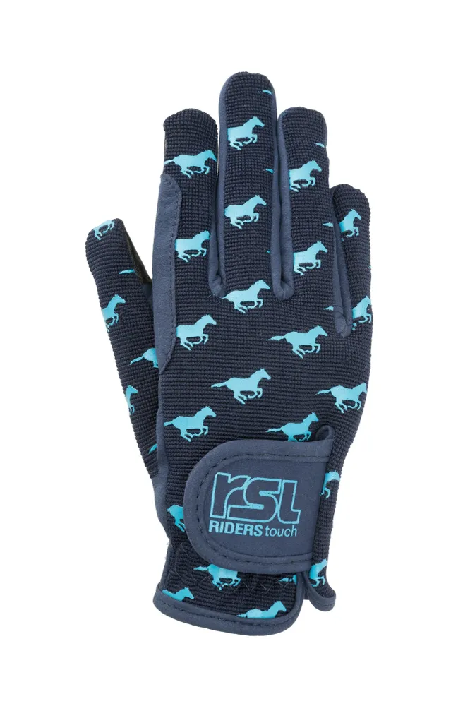 Guanti da equitazione invernali per bambini USG Norway Navy/Light Blue 4XS