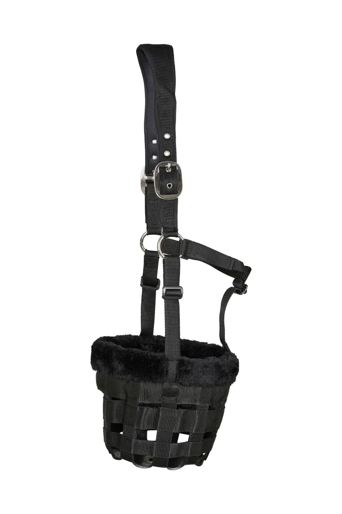 HorseGuard Anatomic Grazing Muzzle Plush Trimming Black X-Full