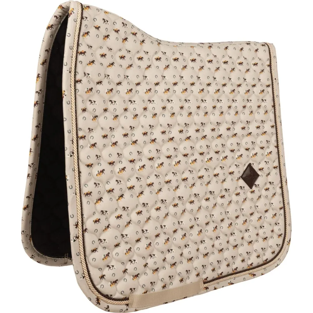 Kentucky Sottosella Velvet Horse Printing Dressage Beige