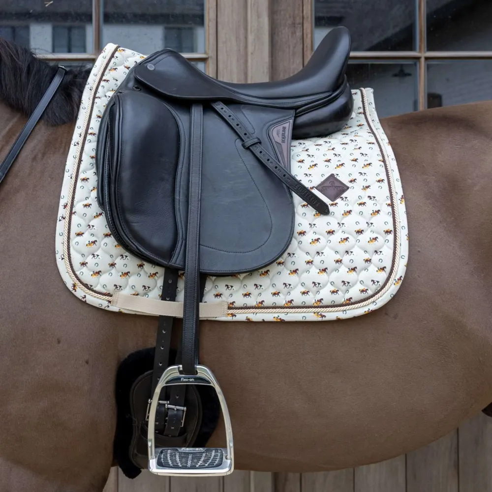 Kentucky Sottosella Velvet Horse Printing Dressage Beige