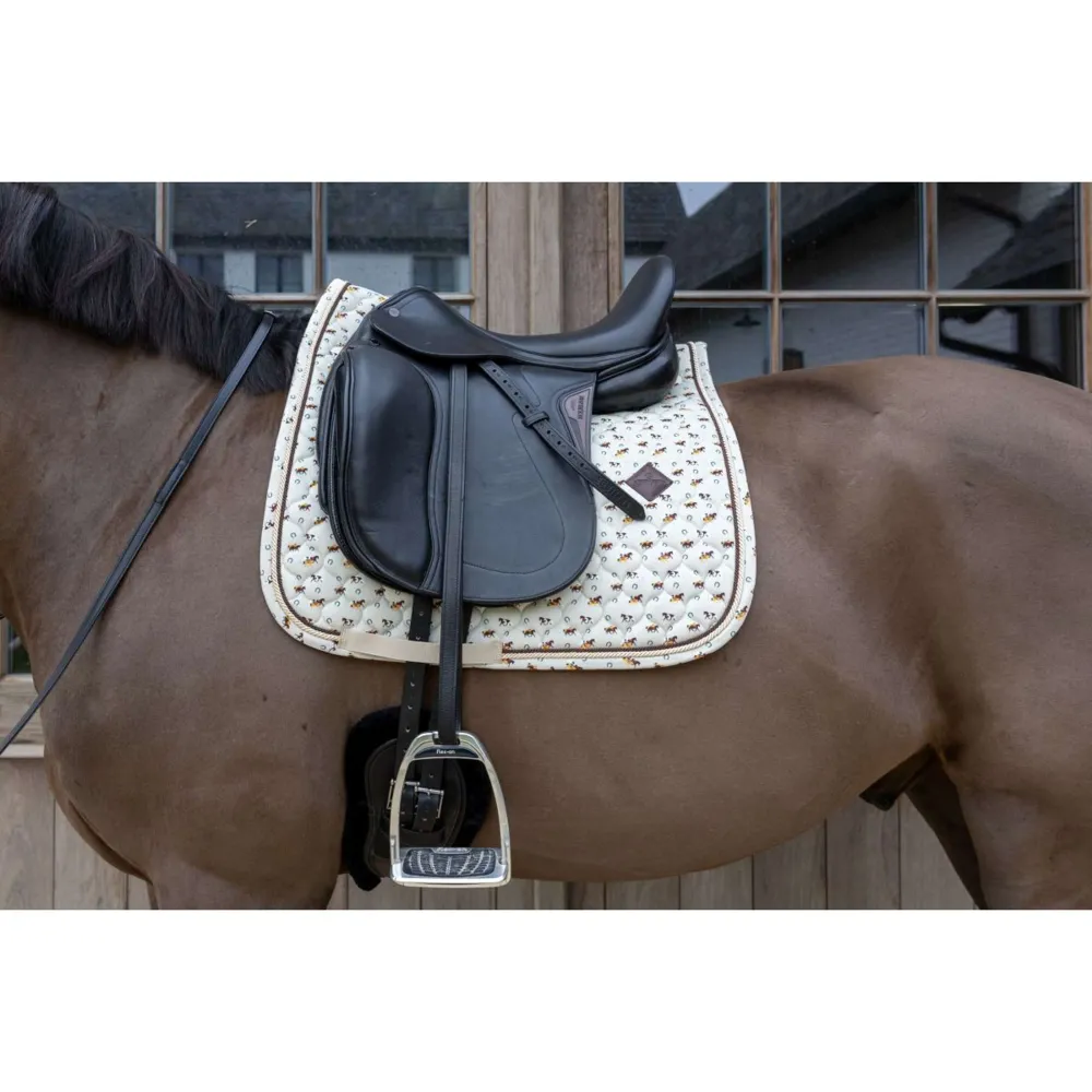 Kentucky Sottosella Velvet Horse Printing Dressage Beige