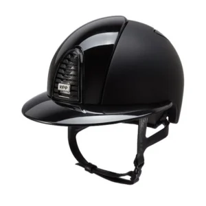 KEP Cromo 2.0 Textile/Polish Polo casco da equitazione con visiera extra, compatibile con app Black 051-x-058