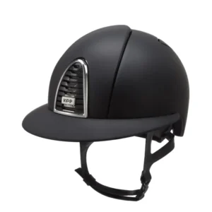 KEP Cromo 2.0 Textile/Raw Polo casco da equitazione con visiera extra, compatibile con app Black 051-x-058