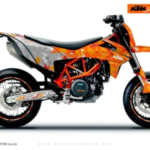 KTM 690 Enduro GRAFICHE - "Flake" (Grigio/Arancione)