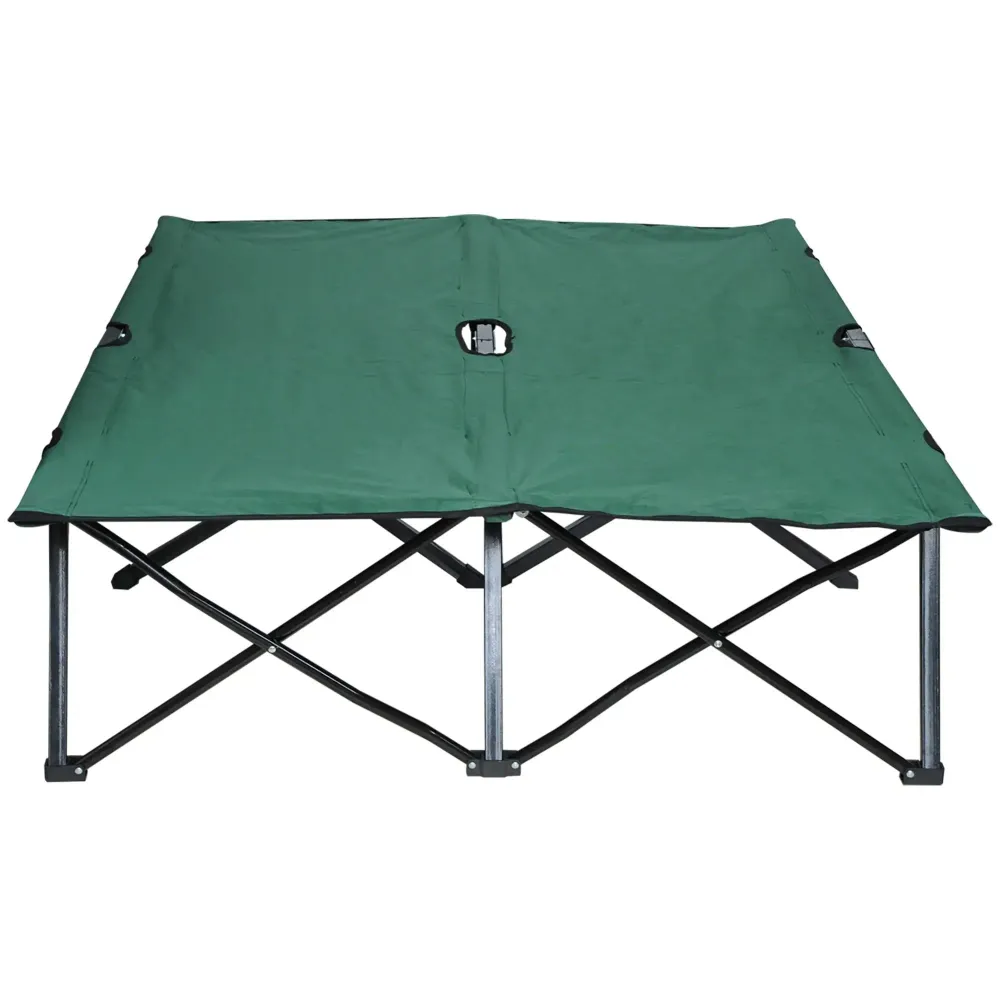 Letto da campeggio pieghevole per 2 persone, lettino da campeggio con borsa per il trasporto fino 136 kg, verde, 193x125x4...