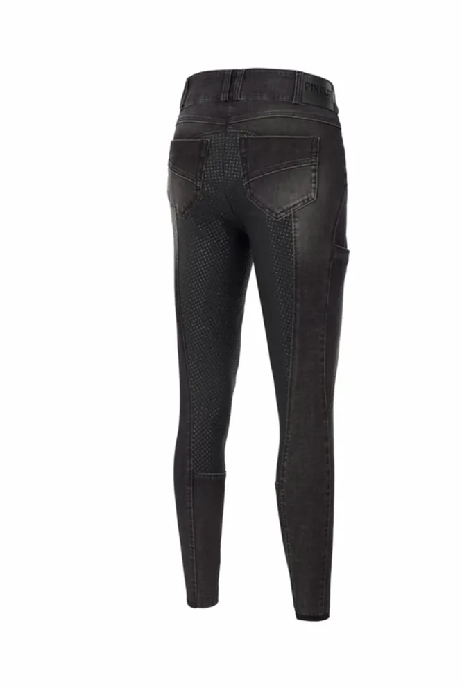 Lisha Pantaloni da equitazione da donna denim con full grip Black/Denim 46