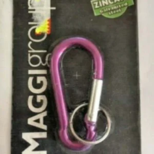 MAGGI GROUP - MOSCHETTONE ALLUMINIO PERA COLORATO 7MM CON ANELLO PORTACHIAVI - COLORE VIOLA